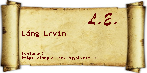 Láng Ervin névjegykártya