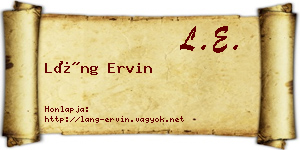 Láng Ervin névjegykártya